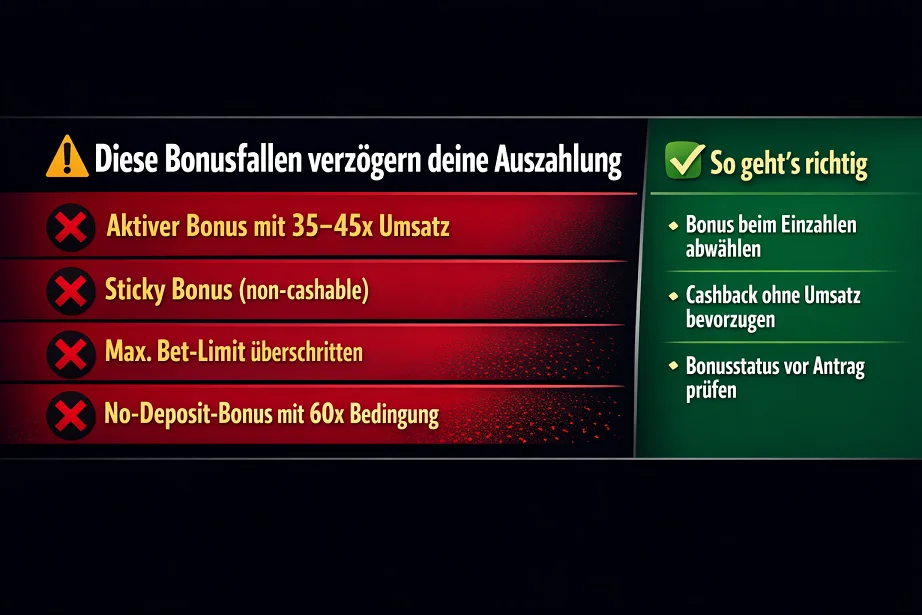 Bonusbedingungen verlangsamen Casino Auszahlungen